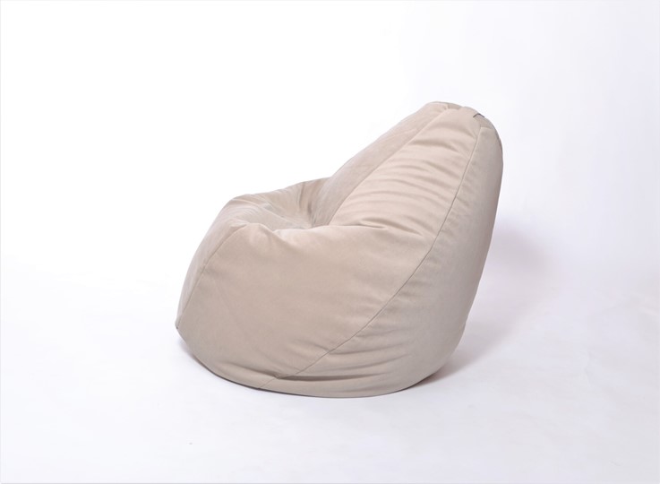 Кресло-мешок Груша среднее, велюр однотон, бежевое в Йошкар-Оле - изображение 2