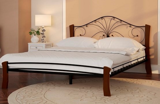Кровать спальная Фортуна 4 Лайт, 1600, черный/махагон в Йошкар-Оле - изображение