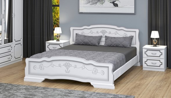 Двуспальная кровать Карина-6 (Белый Жемчуг) 160х200 в Йошкар-Оле - изображение