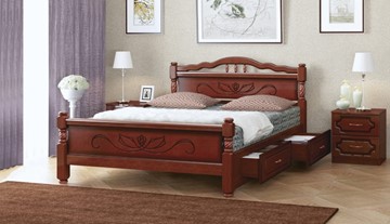 Кровать с выкатными ящиками Карина-5 (Орех) 140х200 в Йошкар-Оле