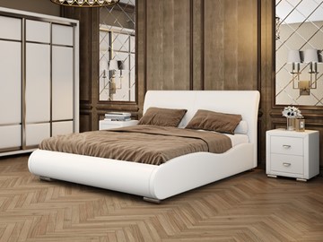 Двуспальная кровать Corso-8 Lite 160х200, Экокожа (Белый) в Йошкар-Оле