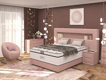 Кровать 2-спальная Smart/Podium M 160х200, Флок (Велсофт Винтажный розовый) в Йошкар-Оле