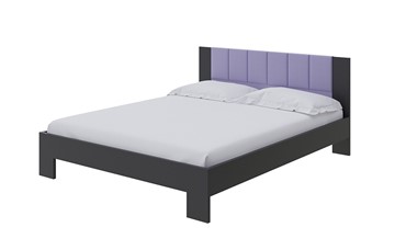 Двуспальная кровать Soft 1, 160х200, ЛДСП Черная+экокожа (Черный/Athens Пастельно-лавандовый) в Йошкар-Оле