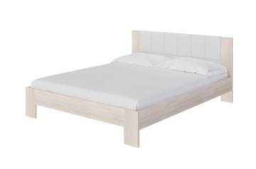 Двуспальная кровать Soft 1, 160х200, ЛДСП Дуб Шамони+экокожа (Дуб Шамони с белым) в Йошкар-Оле