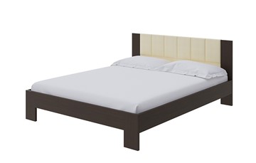 Спальная кровать Soft 1, 160х200, ЛДСП Венге+экокожа (Дуб Венге/Athens Светло-бежевый) в Йошкар-Оле