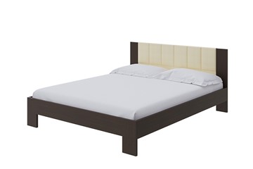 Двуспальная кровать Soft 140x200, ЛДСП Венге+экокожа (Дуб Венге/Athens Светло-бежевый) в Йошкар-Оле