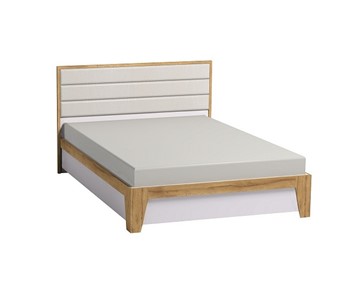Двуспальная кровать Айрис 306 1800 с гибкими ламелями металл, Белый-Дуб золотистый в Йошкар-Оле