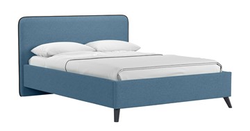 Кровать с механизмом Миа, 140 Bravo blue (светло-синий) / кант Лайт 10 Велюр (коричневый) + кроватное дно в Йошкар-Оле