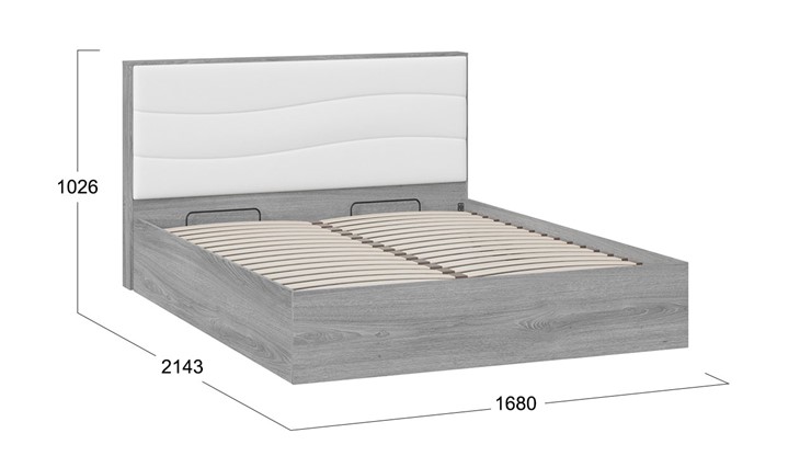 Двуспальная кровать с механизмом Миранда тип 1 (Дуб Гамильтон/Белый глянец) в Йошкар-Оле - изображение 1