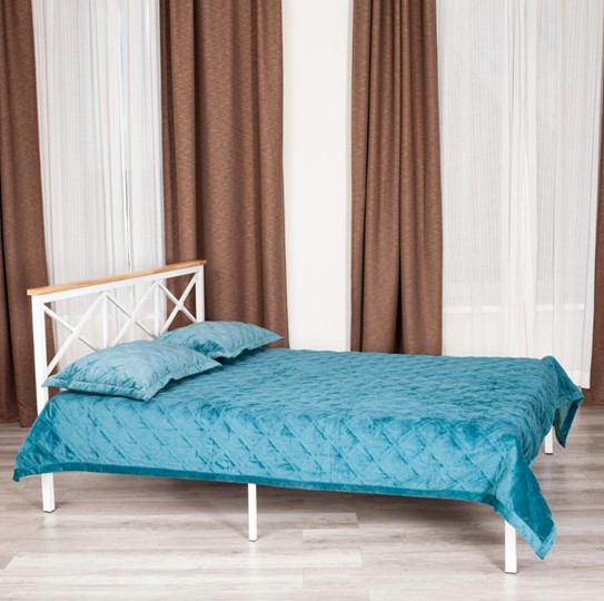 Кровать с основанием Iris (mod.9311) дерево гевея/металл, 160*200 см (Queen bed), Белый (White) в Йошкар-Оле - изображение 9