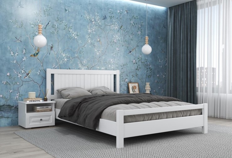 Спальная кровать Ванесса из массива сосны (Белый Античный) 160х200 в Йошкар-Оле - изображение 1