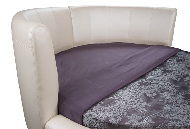 Круглая кровать Luna 200х200, Экокожа (Кайман белый) в Йошкар-Оле - изображение 1