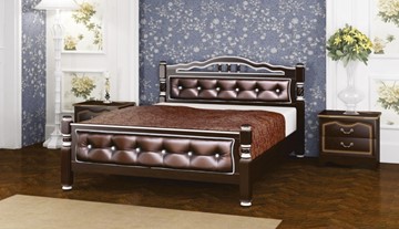 Двуспальная кровать Карина-11 (Орех Темный, обивка бриллиант) 160х200 в Йошкар-Оле