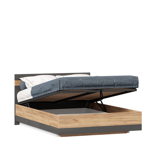 Кровать 1,5-спальная Фиджи 1400 с подъемным механизмом ЛД 659.075, Дуб золотой/Антрацит в Йошкар-Оле - изображение 2