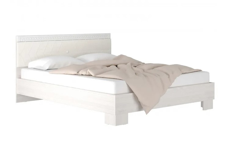 Кровать 1.5-спальная Гертруда, М9, Экокожа с пуговицами без основания, белая лиственница/ясень жемчужный в Йошкар-Оле - изображение 4