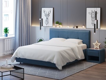 Спальная кровать Lino 140х200, Велюр (Monopoly Прованский синий (792)) в Йошкар-Оле - предосмотр