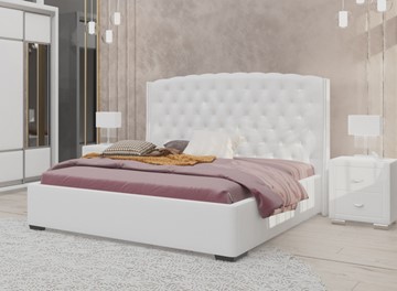 Кровать спальная Dario Slim 140x200, Экокожа (Белый) в Йошкар-Оле