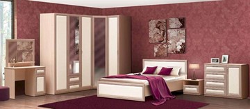 Модульная спальня Камелия, шимо светлый/белый кожзам в Йошкар-Оле