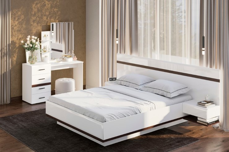 Гарнитур спальный Соло, белый/белый глянец/венге в Йошкар-Оле - изображение