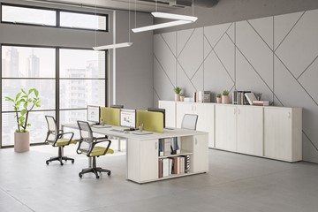 Набор мебели в офис Комфорт КФ (белый премиум) на сером металокаркасе в Йошкар-Оле