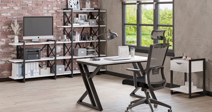Офисный комплект мебели Loft Белый/Черный металл в Йошкар-Оле - изображение