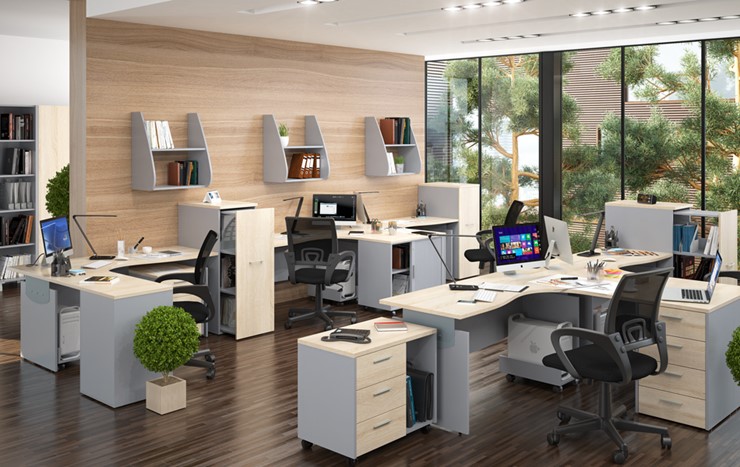 Мебель для персонала OFFIX-NEW для 4 сотрудников с двумя шкафами в Йошкар-Оле - изображение 1