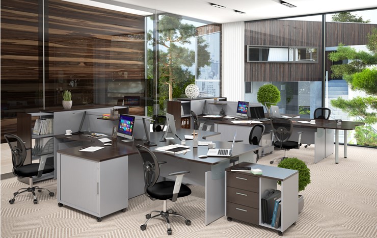 Комплект офисной мебели OFFIX-NEW для двух сотрудников и руководителя в Йошкар-Оле - изображение 1