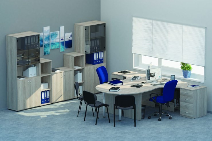 Набор мебели в офис Twin для 2 сотрудников с совмещенными столами в Йошкар-Оле - изображение