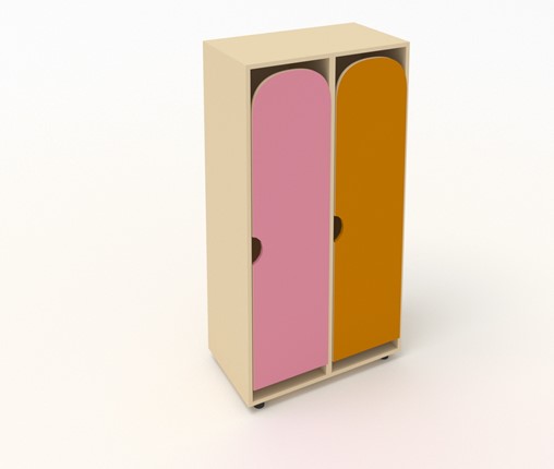 Детский двухдверный шкаф ШГ2 Беж+Оранжевый+Розовый в Йошкар-Оле - изображение