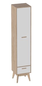 Детский шкаф одностворчатый Калгари, Дуб натуральный светлый/Белый матовый в Йошкар-Оле