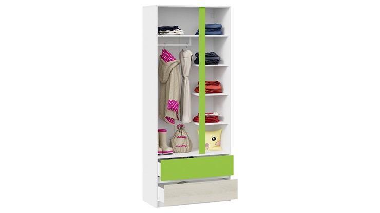 Детский шкаф Сканди СМ-386.07.26-26 (Дуб Гарден, Белая, Зеленый) в Йошкар-Оле - изображение 1