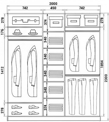 Шкаф 3-дверный ХИТ 24-20-777-12, Корабль, Вариант №1, дуб млечный в Йошкар-Оле - изображение 2