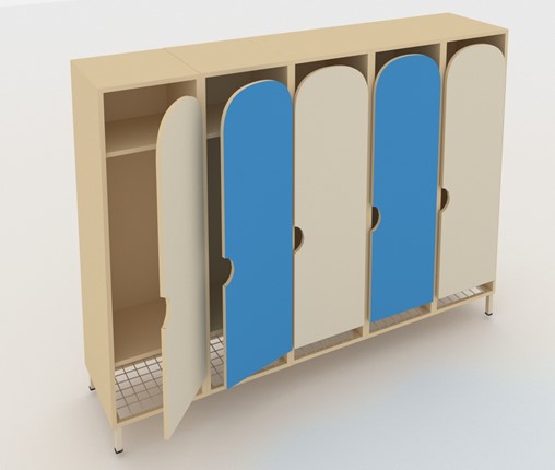 Шкаф детский ШГС5 Беж + Синий в Йошкар-Оле - изображение