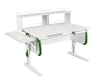 Детский стол-трансформер 1/75-40 (СУТ.25) + Polka_b 1/550 + Polka_zz 1/600 (2 шт.) белый/белый/Зеленый в Йошкар-Оле