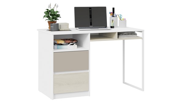 Письменный стол Сканди СМ-386.15.02-20 (Дуб Гарден, Белая, Глиняный серый) в Йошкар-Оле - изображение