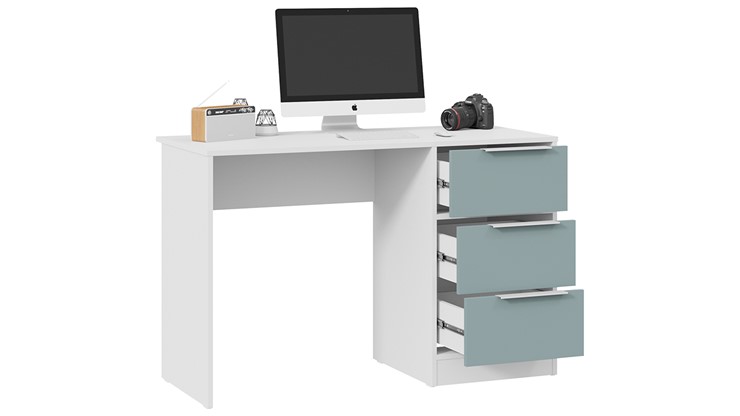 Письменный стол Марли Тип 1 (Белый/Серо-голубой) в Йошкар-Оле - изображение 1