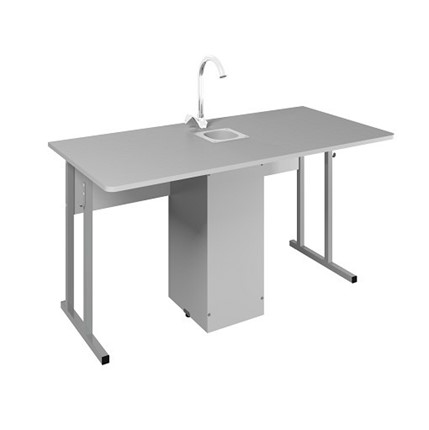 Детский стол 2-местный для кабинета химии Стандарт 5, Пластик Серый/Светло-серый в Йошкар-Оле - изображение