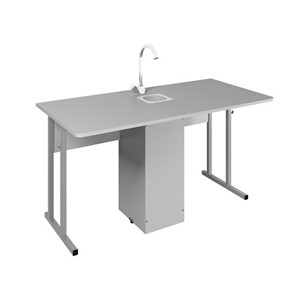 Детский стол 2-местный для кабинета химии Стандарт 6, Пластик Серый/Светло-серый в Йошкар-Оле