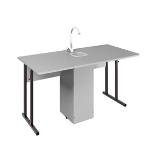 Детский стол 2-местный для кабинета химии Стандарт 7, Пластик Серый/Коричневый в Йошкар-Оле