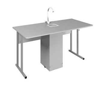 Детский стол 2-местный для кабинета химии Стандарт 7, Пластик Серый/Светло-серый в Йошкар-Оле