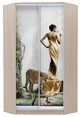 Шкаф 2300х1103, ХИТ У-23-4-77-03, Девушка с леопардом, шимо светлый в Йошкар-Оле - изображение
