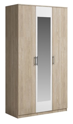 Шкаф 3 двери Светлана, с зеркалом, белый/дуб сонома в Йошкар-Оле - изображение