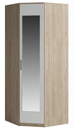 Распашной шкаф угловой Светлана, с зеркалом, белый/дуб сонома в Йошкар-Оле - изображение