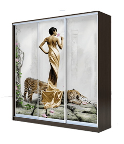 Шкаф 3-х дверный 2200х1770х420, Девушка с леопардом ХИТ 22-4-18-777-03 Венге Аруба в Йошкар-Оле