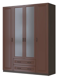 Шкаф четырехстворчатый Кантри, лак орех ШР-4, с 2мя зеркалами в Йошкар-Оле