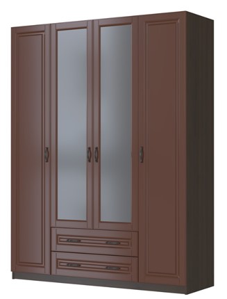 Шкаф четырехстворчатый Кантри, лак орех ШР-4, с 2мя зеркалами в Йошкар-Оле - изображение