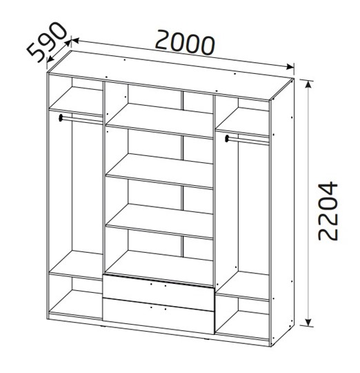 Шкаф четырехстворчатый 4-х дверный Вега с 2 ящиками в Йошкар-Оле - изображение 1