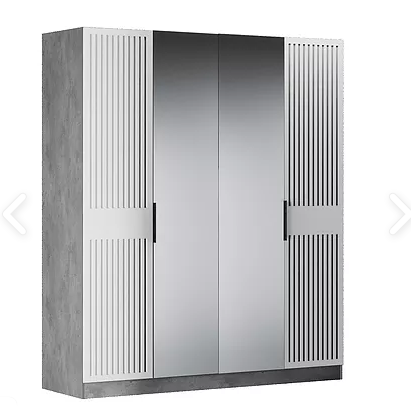 Шкаф четырехдверный Бержер, 2 двери глухие + 2 шт с зеркалом в Йошкар-Оле - изображение