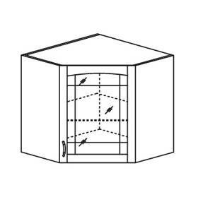 Кухонный шкаф Кантри настенный угловой со вставкой из стекла 918*600*600 мм в Йошкар-Оле