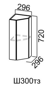 Торцевой кухонный шкаф закрытый Модус, Ш300тз/720, галифакс в Йошкар-Оле - предосмотр
